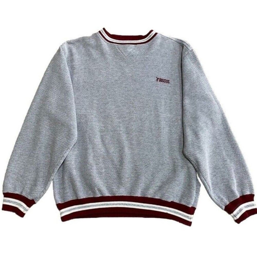 Discus Athletic Sweatshirt Mens Vintage 90s Discus Throw Retro Crewneck Gray XL
